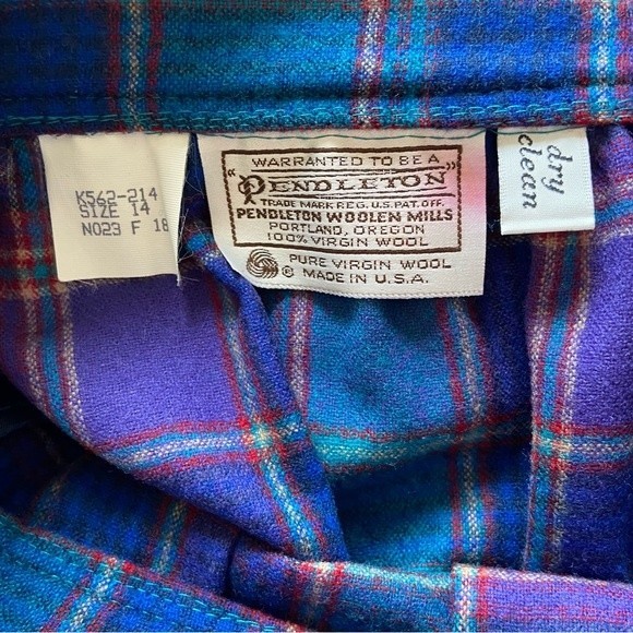 Pendleton Purple Blue Plaid Wool Maxi Skirt Size 14 - Picture 7 of 9